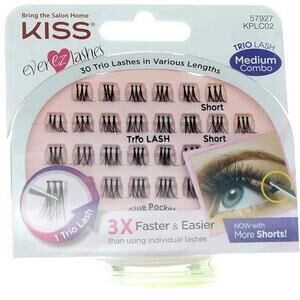 Kiss Ever EZ Lashes Trio Lash - 30 Trio Lashes in Various Lengths, Medium Combo